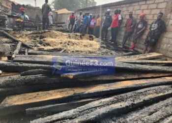 Kindia : un dépôt de bois ravagé, des commerçants ruinés à Caravansérail